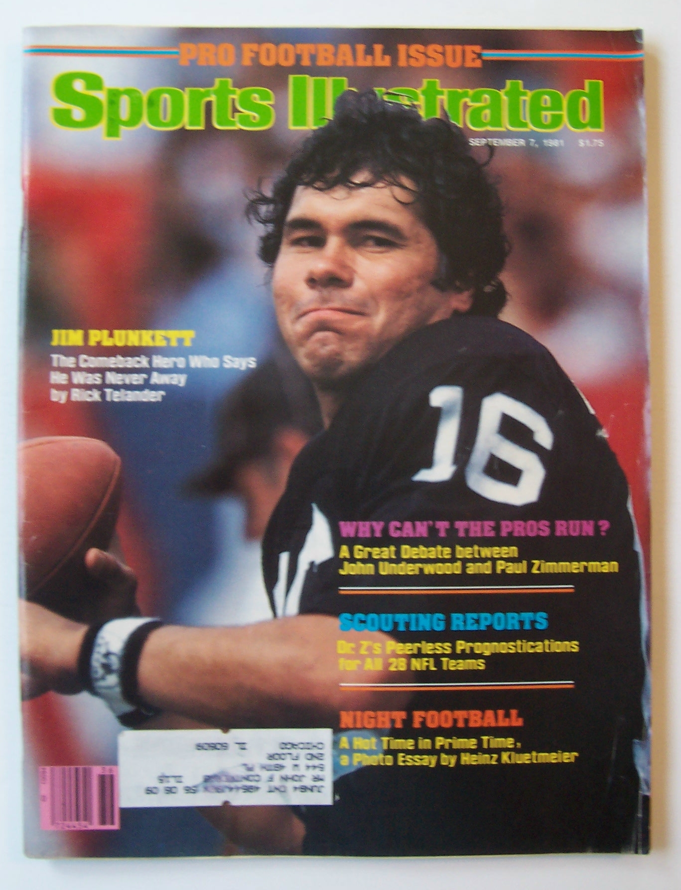 Sports Illustrated Magazine -Sept 7, 1981- Jim Plunkett