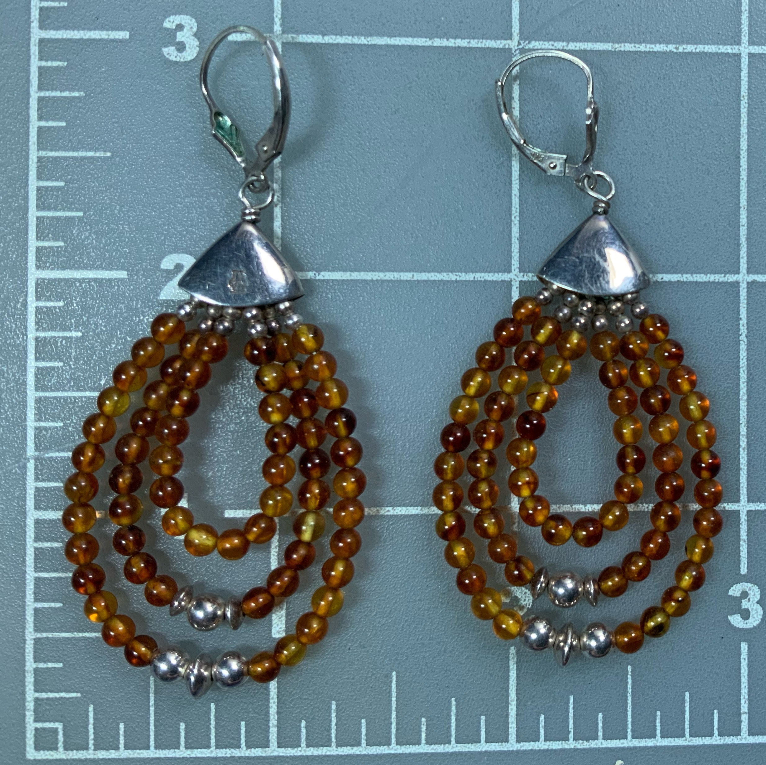 Amber Sterling Silver Jay King Finds Lever back Ears