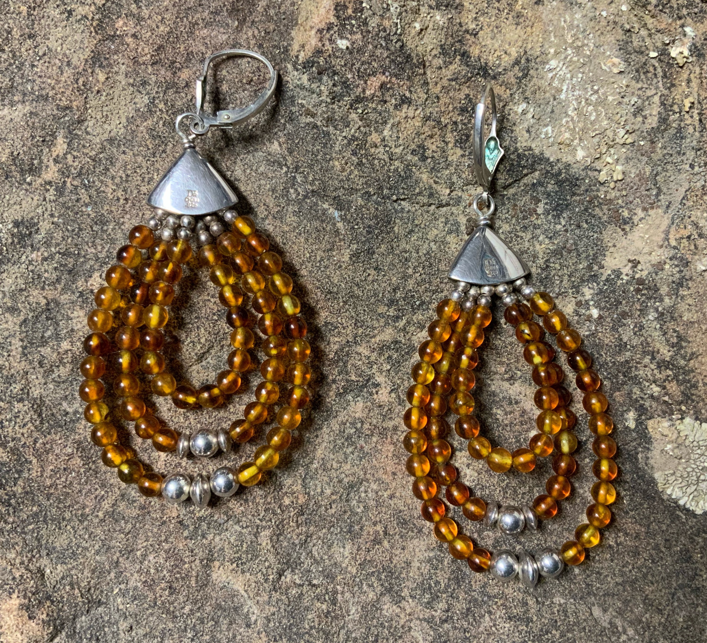 Amber Sterling Silver Jay King Finds Lever back Ears