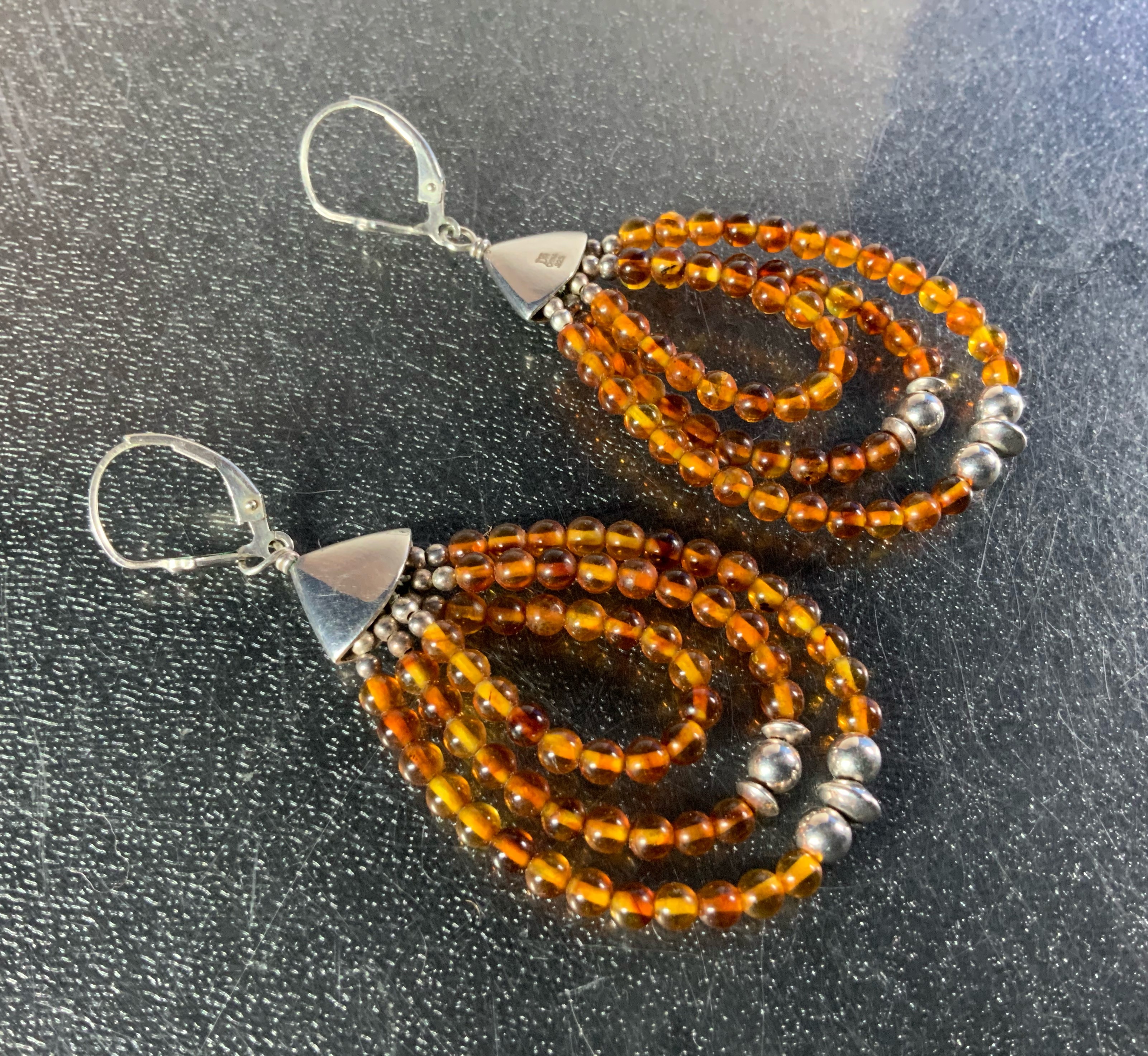 Amber Sterling Silver Jay King Finds Lever back Ears