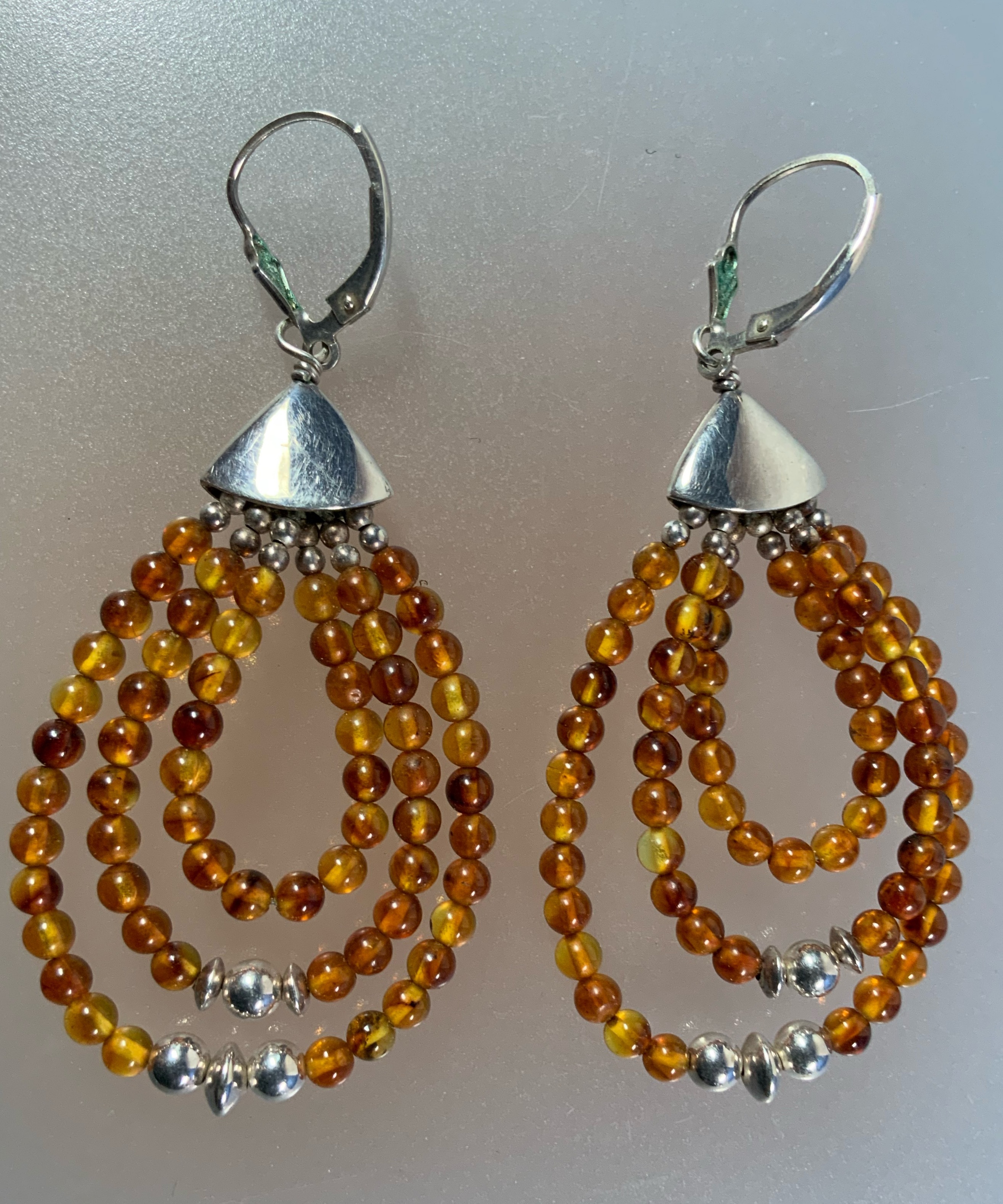 Amber Sterling Silver Jay King Finds Lever back Ears