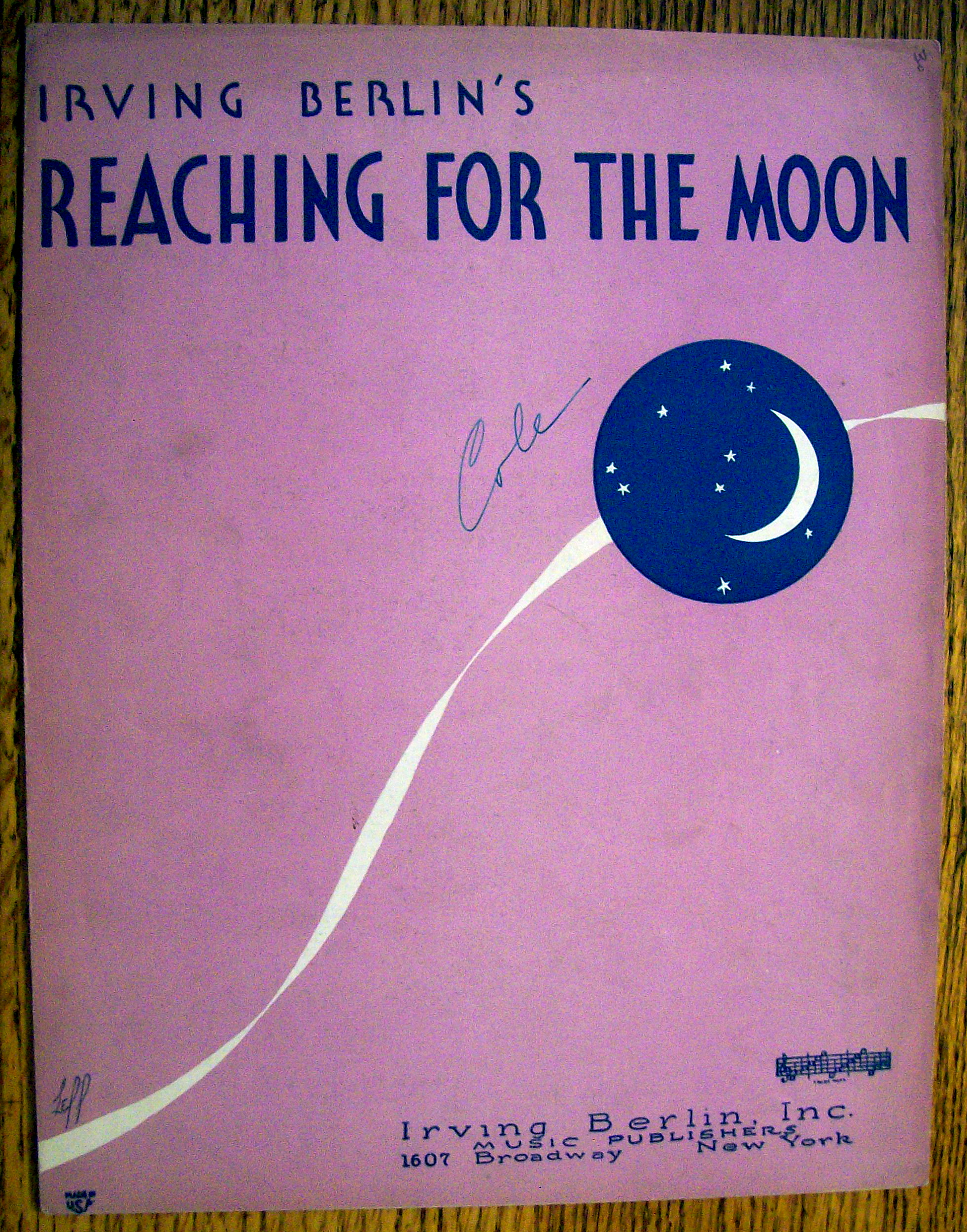 Sheet Music For 1930 Reaching For The Moon