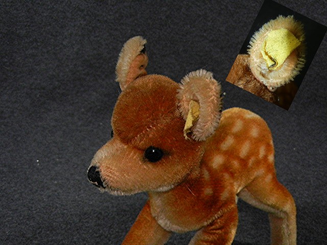 Vintage STEIFF Mohair Deer, fawn Standing 8 in
