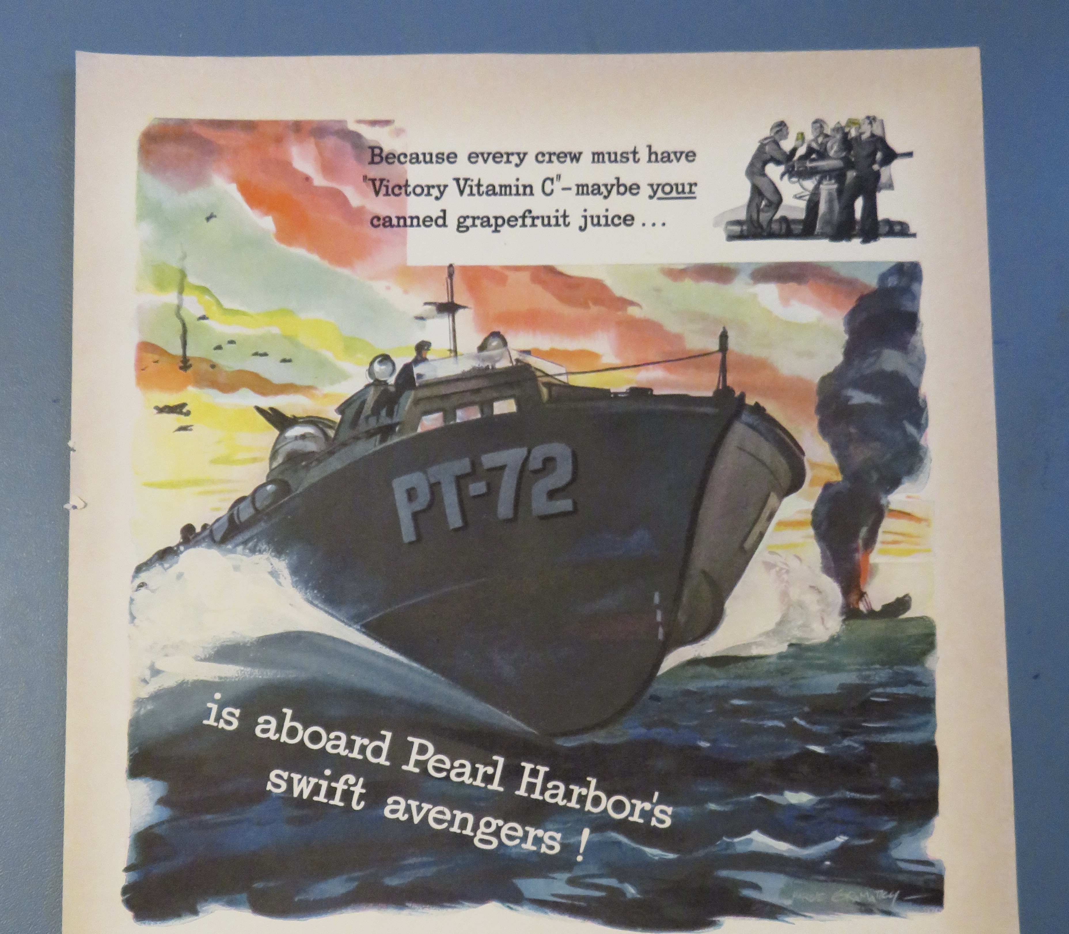 1943 Florida Grapefruit Juice w Pearl Harbor's PT - 72