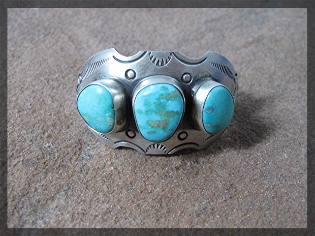 Navajo Sterling Silver Carico LakeTurquoise Clip Earrs