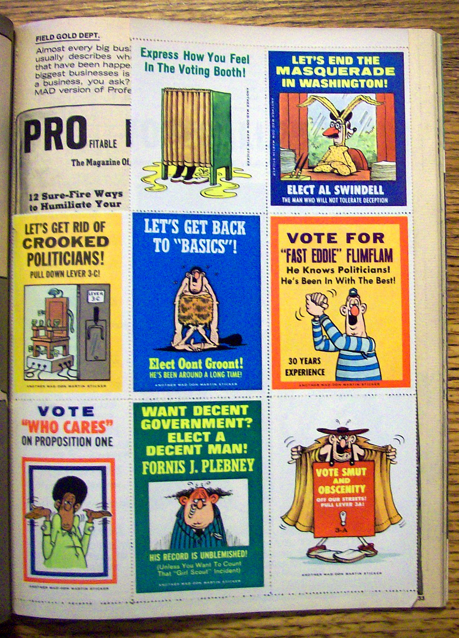 Mad Magazine #20 1976 (Super Special) Election Stickers