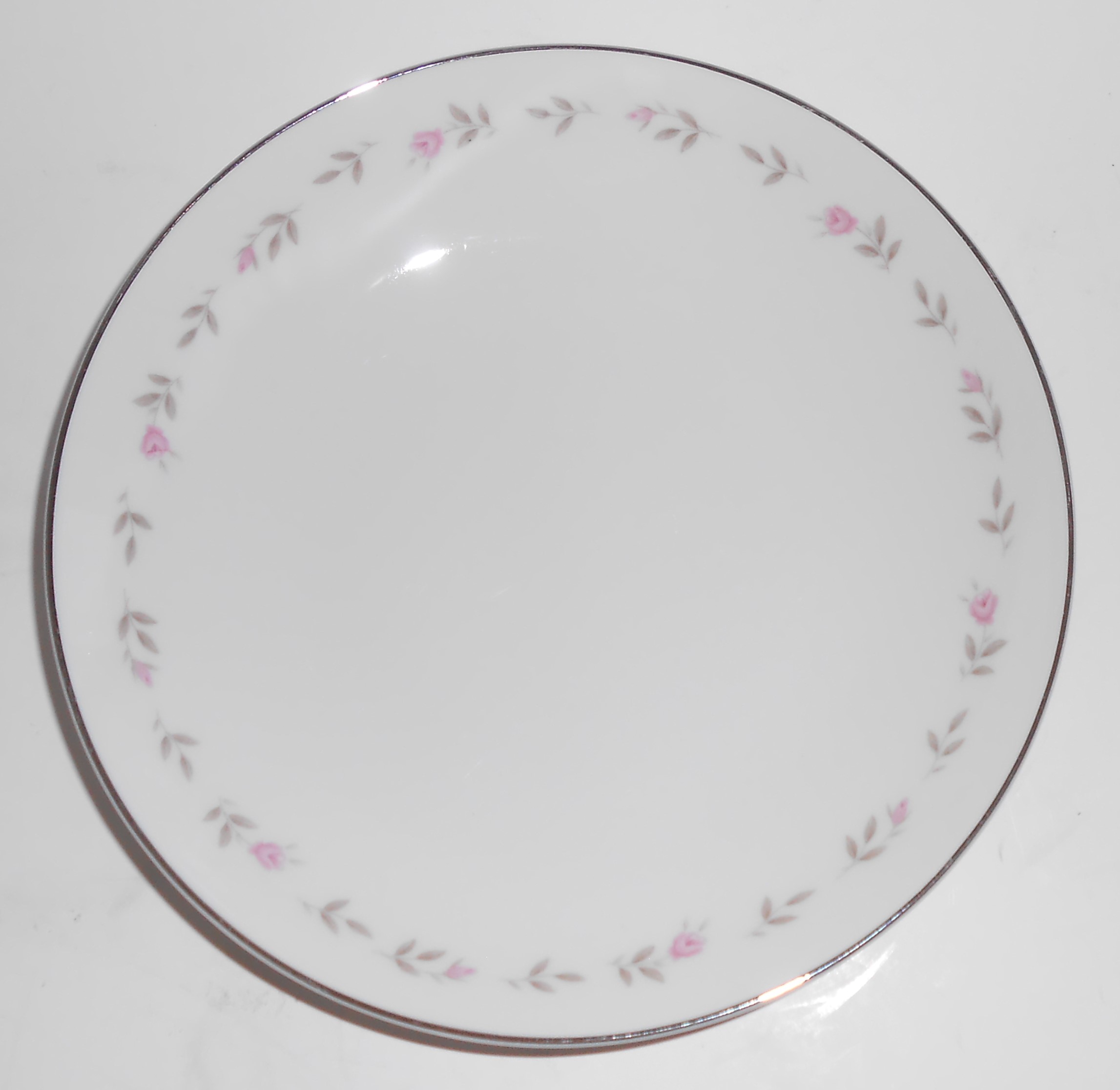 Mikasa China Platinum Band #8353 Rose Delight Coupe Sou