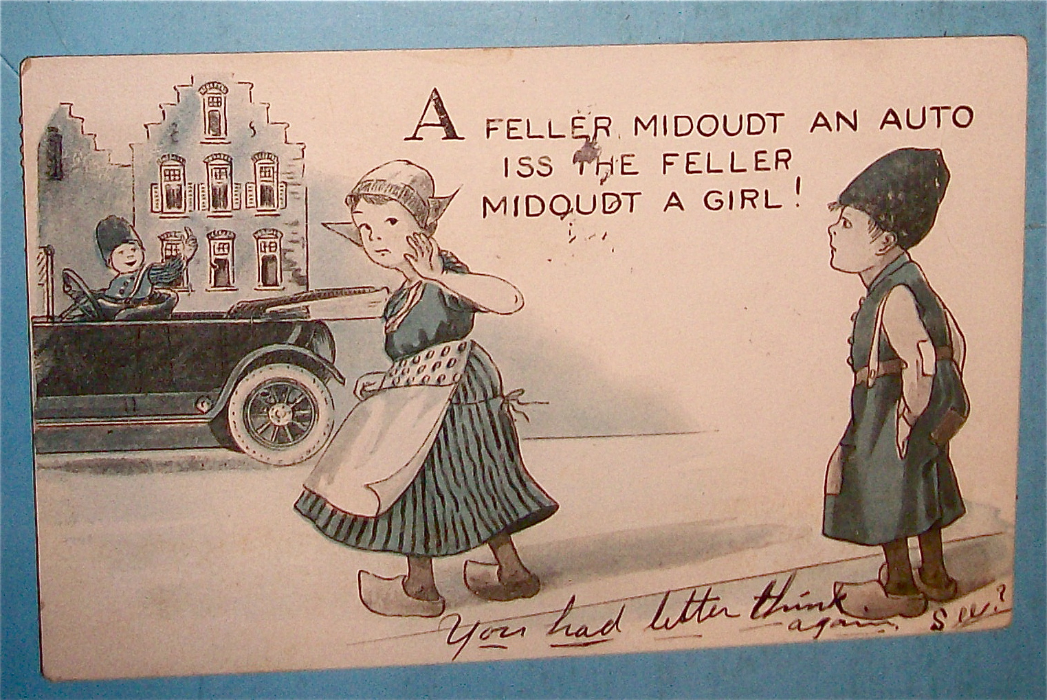 A Man Without A Car Postcard