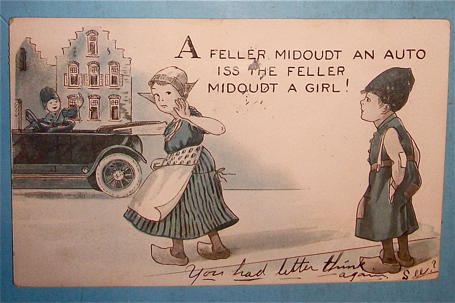 A Man Without A Car Postcard