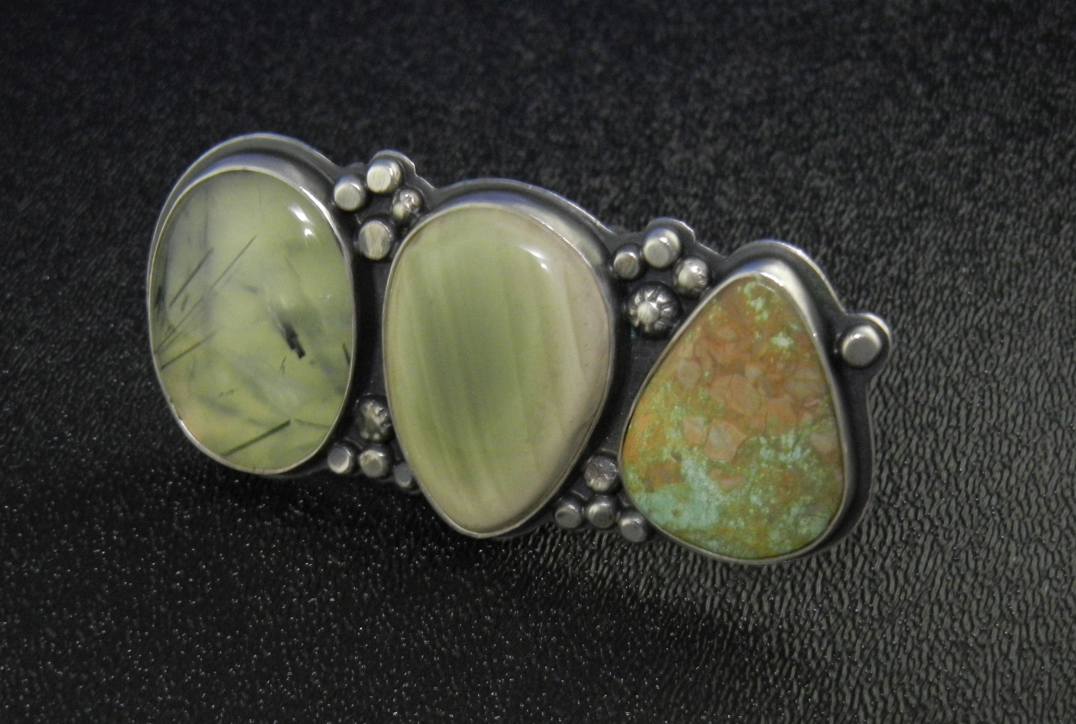 Navajo Sterling Silver Kingman Turquoise Rutilated Quar
