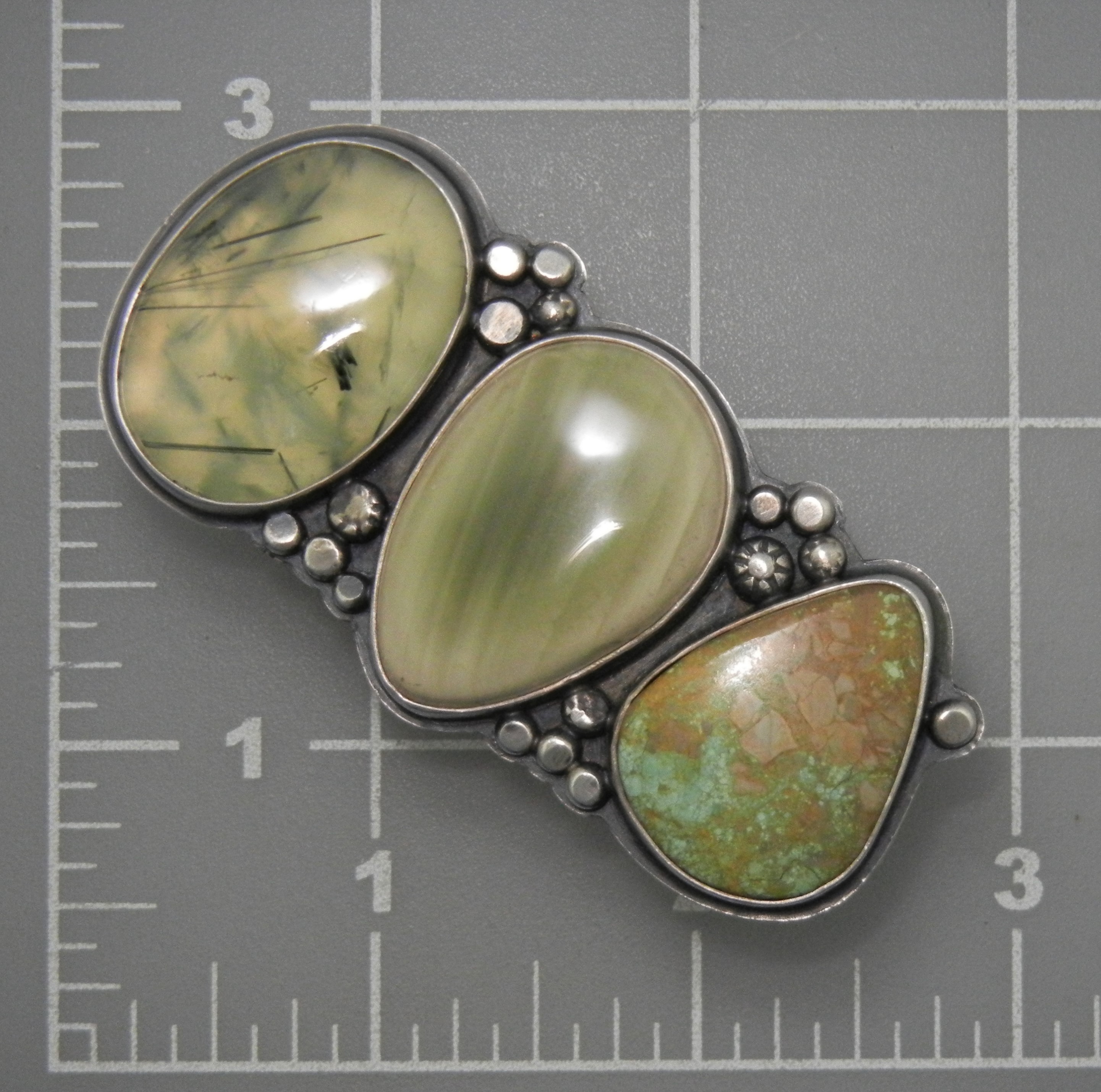 Navajo Sterling Silver Kingman Turquoise Rutilated Quar