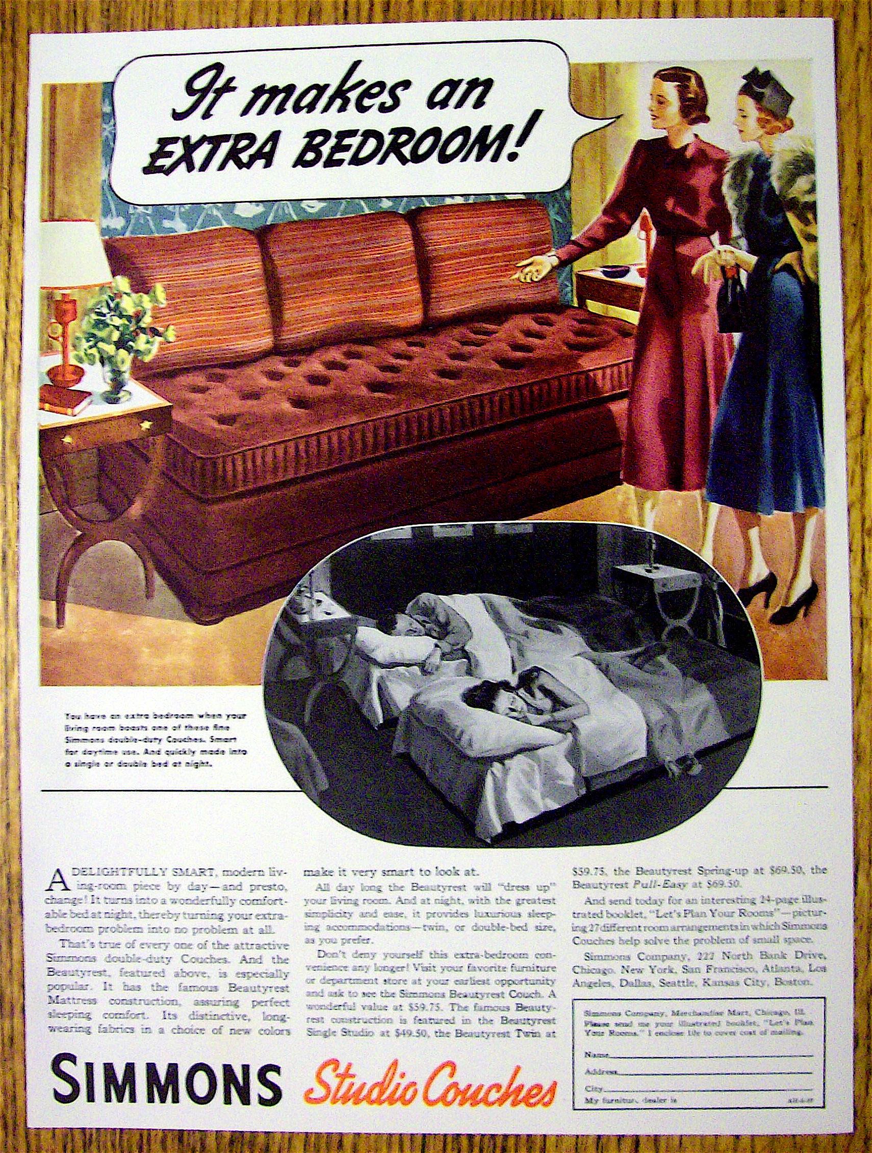 1937 Simmons Studio Couch with 2 Women Talking