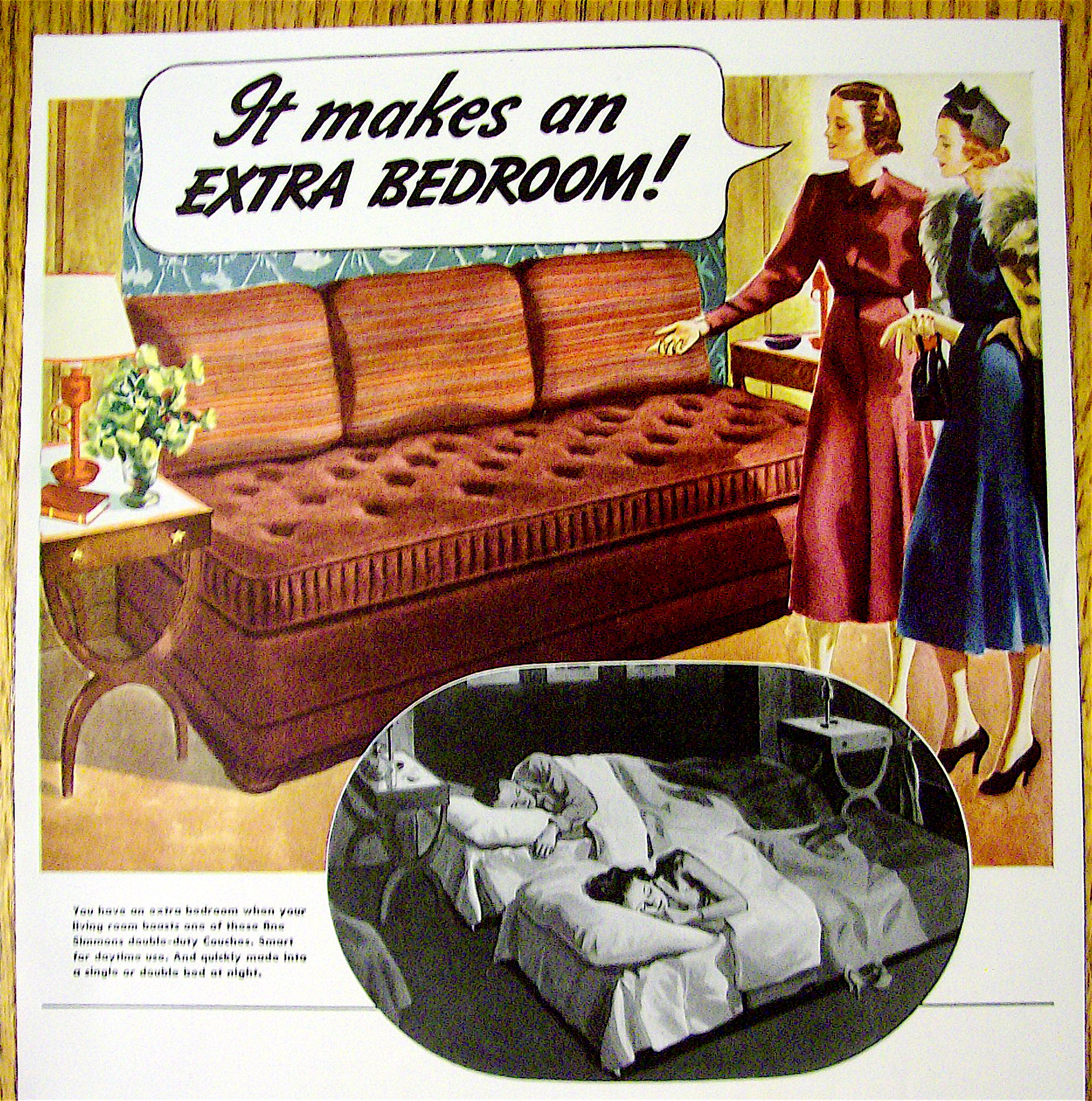 1937 Simmons Studio Couch with 2 Women Talking