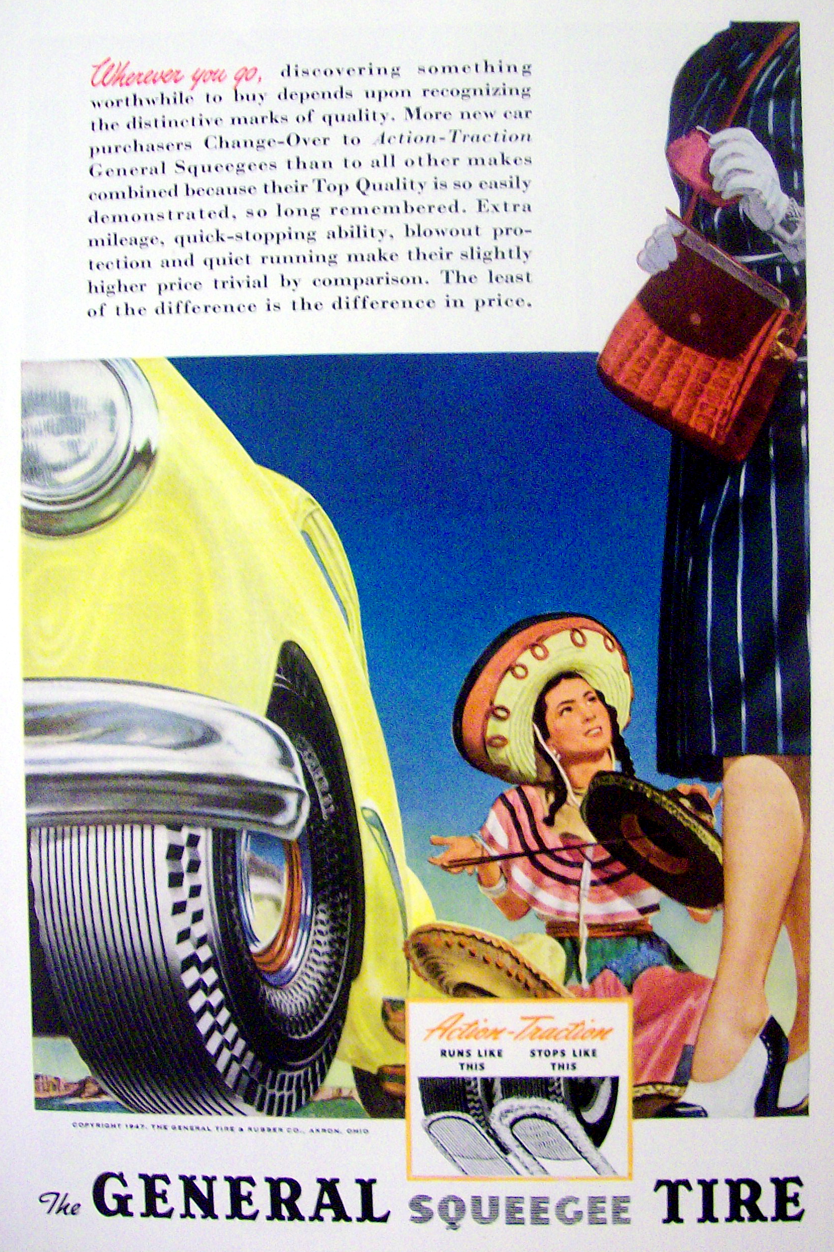1947 General Squeegee Tire with Woman Selling Sombreros