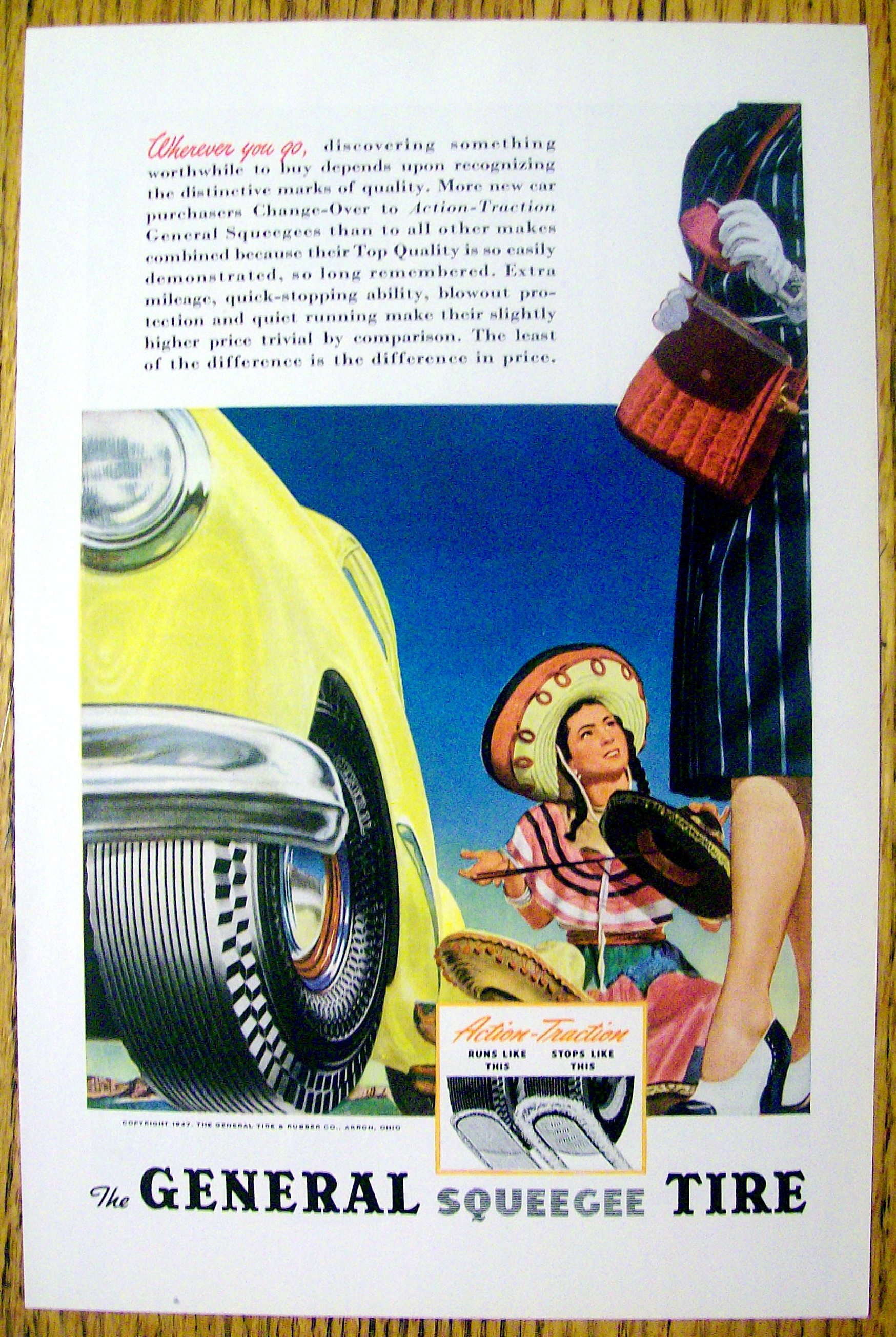 1947 General Squeegee Tire with Woman Selling Sombreros