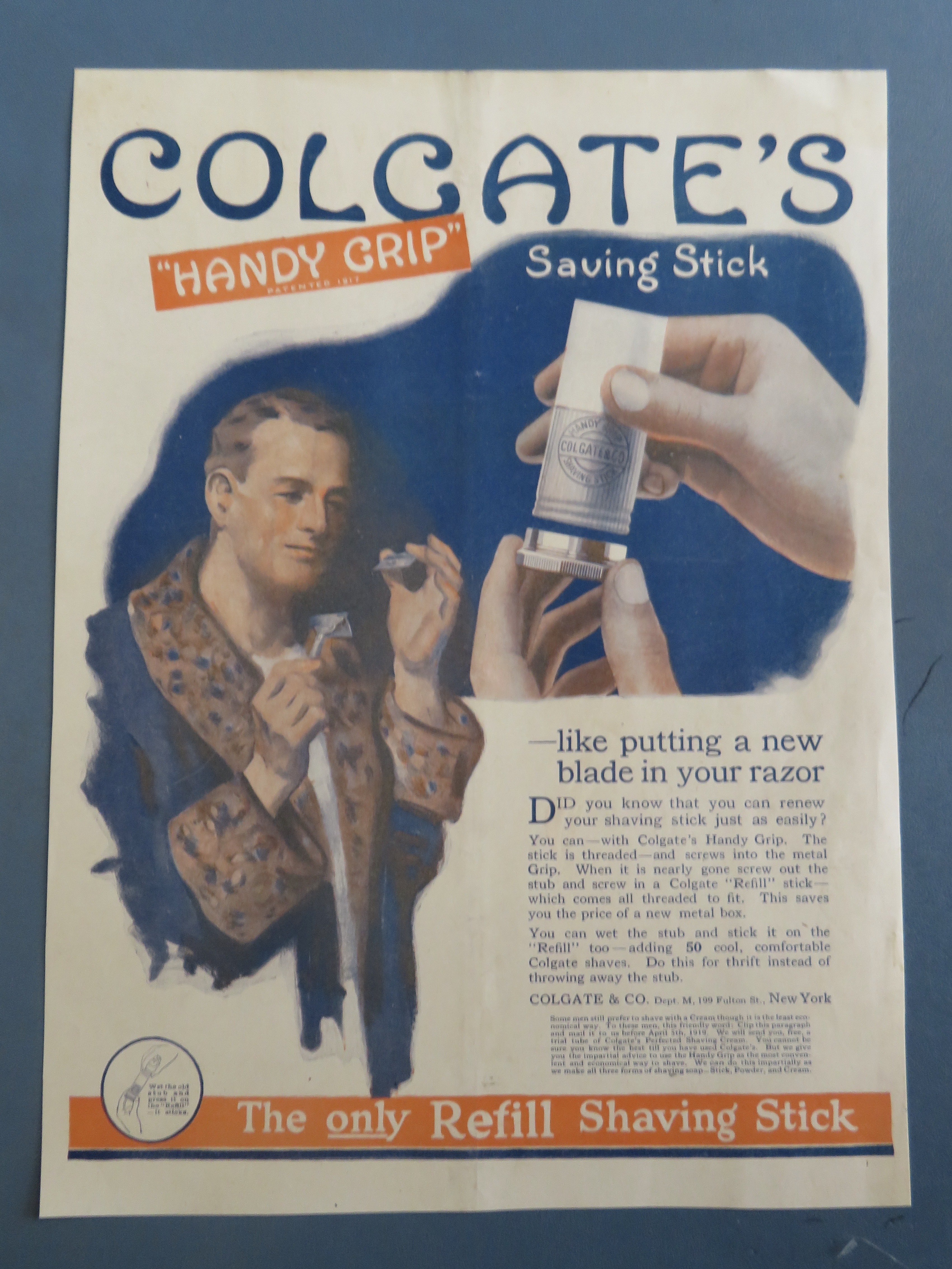 1910's Colgate Shaving Stick with Man Shaving
