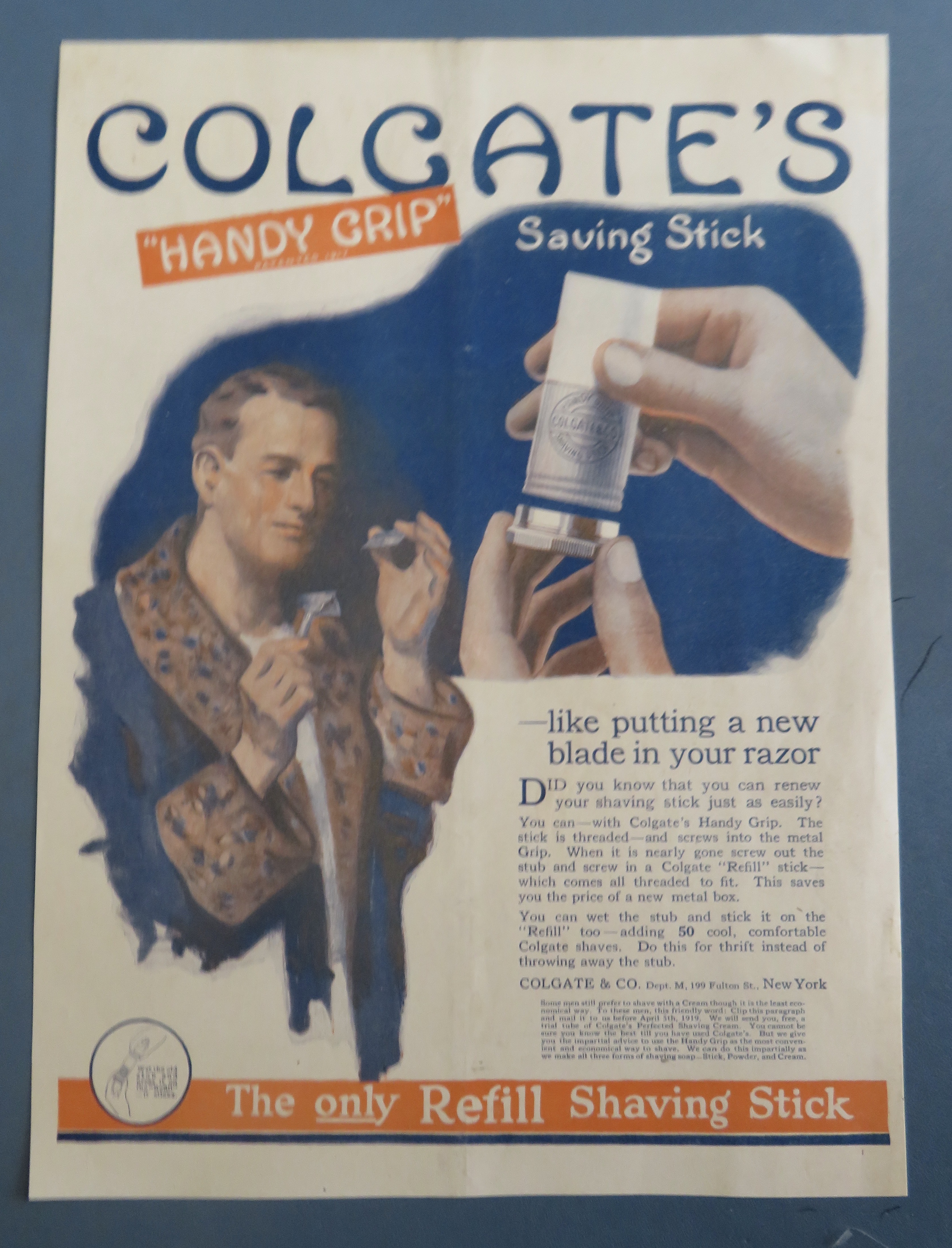 1910's Colgate Shaving Stick with Man Shaving