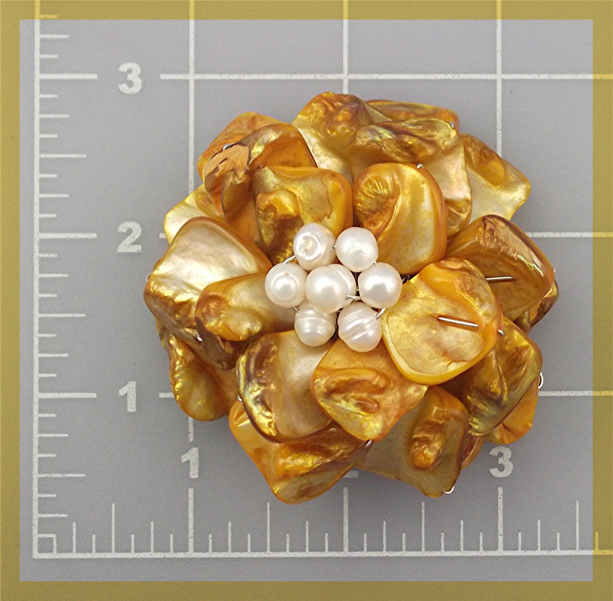 Pendant Freshwater Pearl  Gold Pearl Mother of Pearl Fl