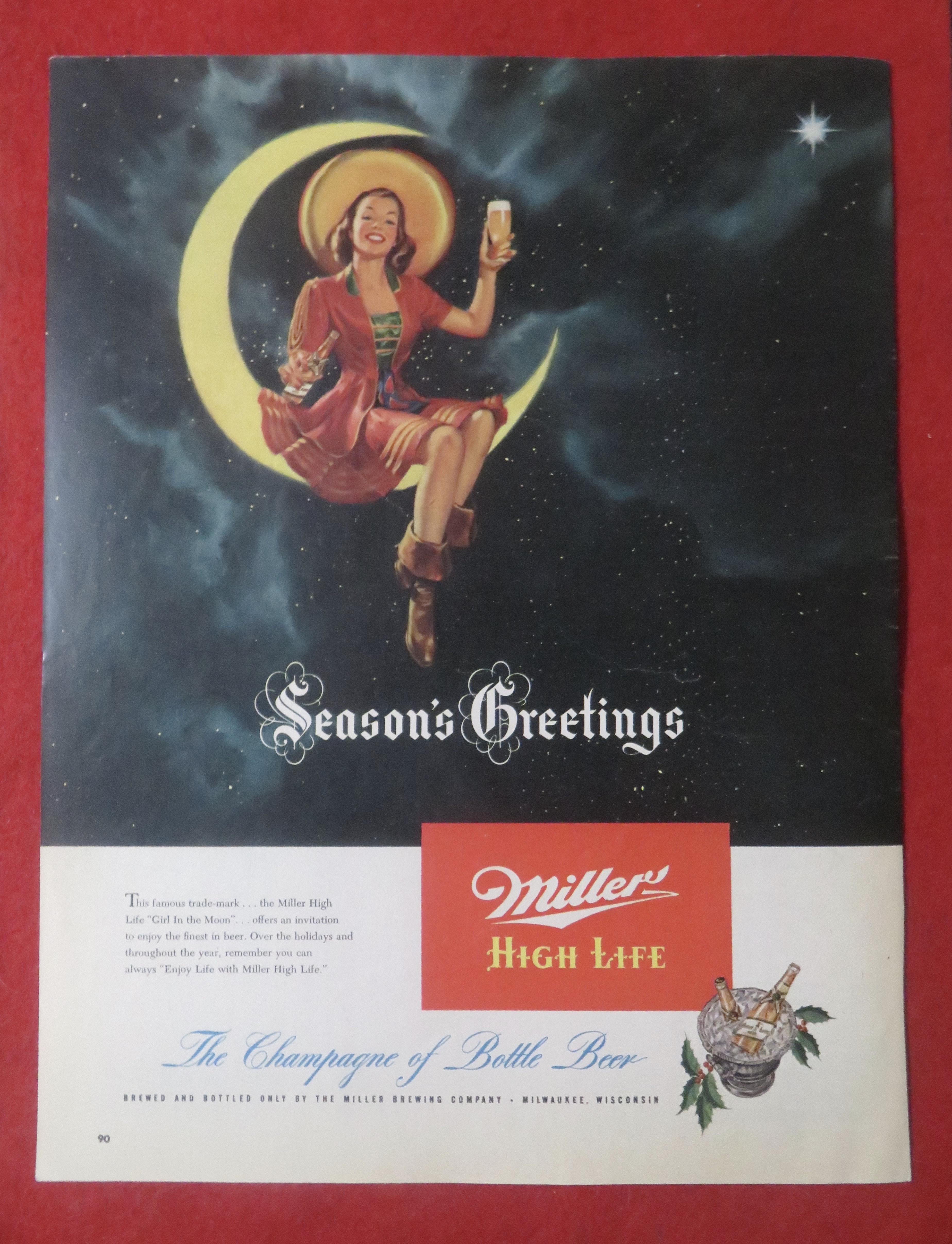 1948 Miller High Life with Woman Sitting On The Moon