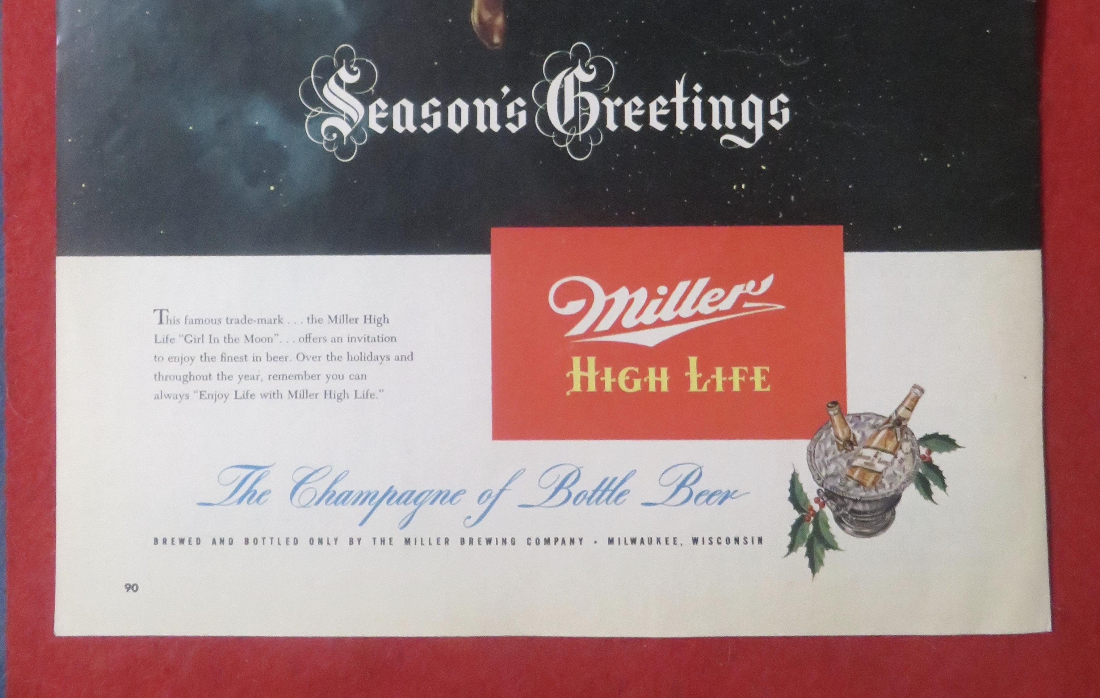 1948 Miller High Life with Woman Sitting On The Moon