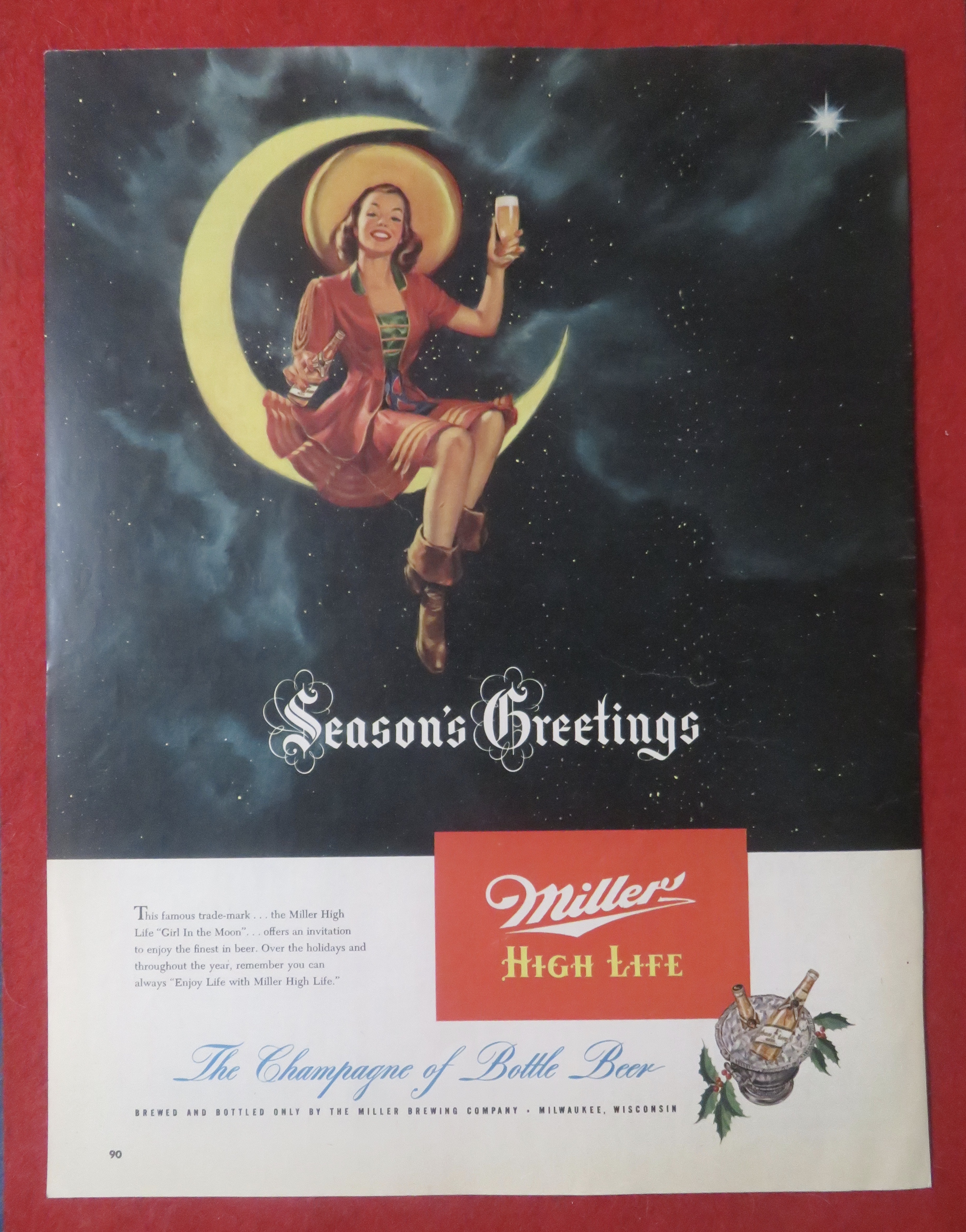 1948 Miller High Life with Woman Sitting On The Moon