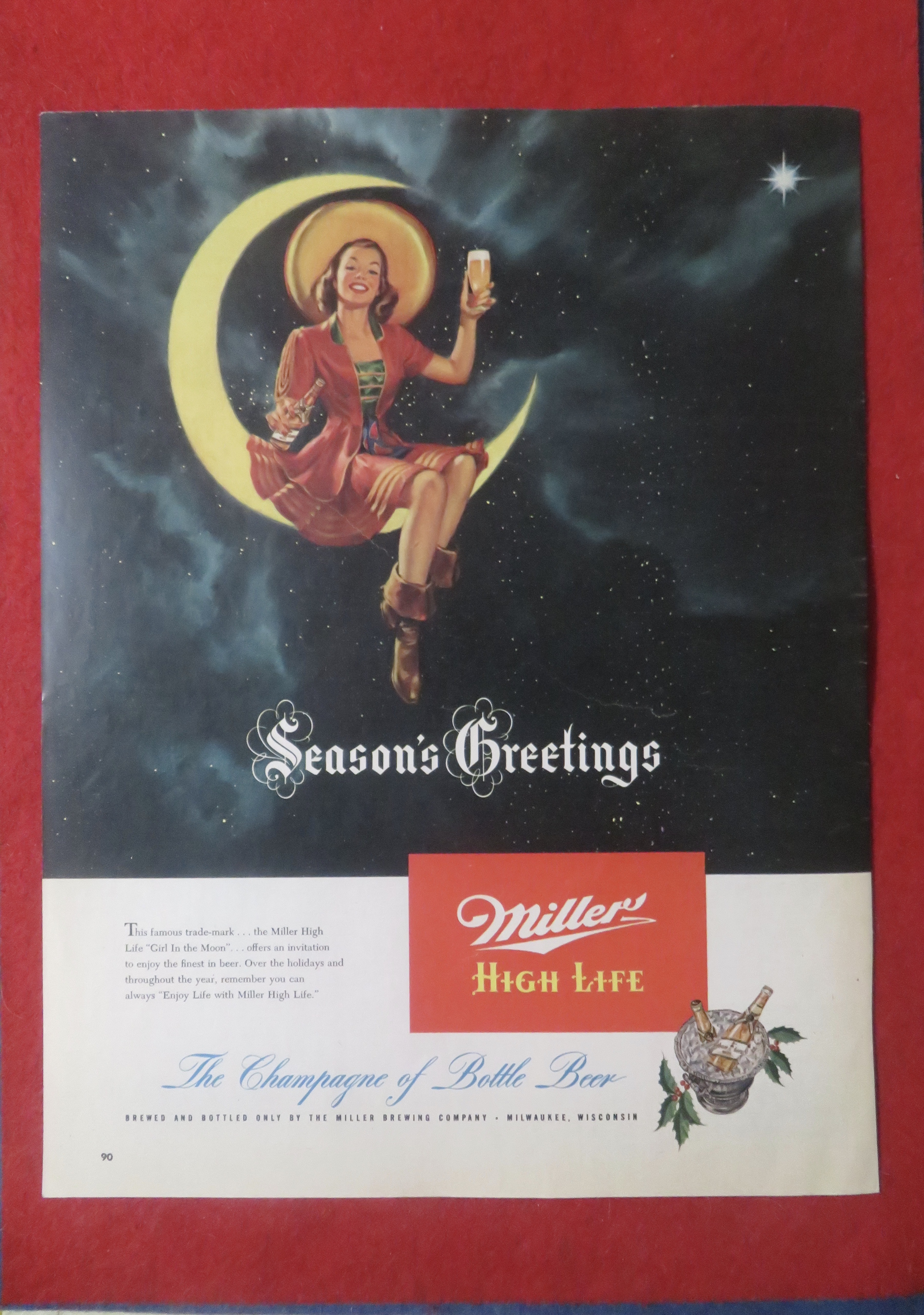 1948 Miller High Life with Woman Sitting On The Moon