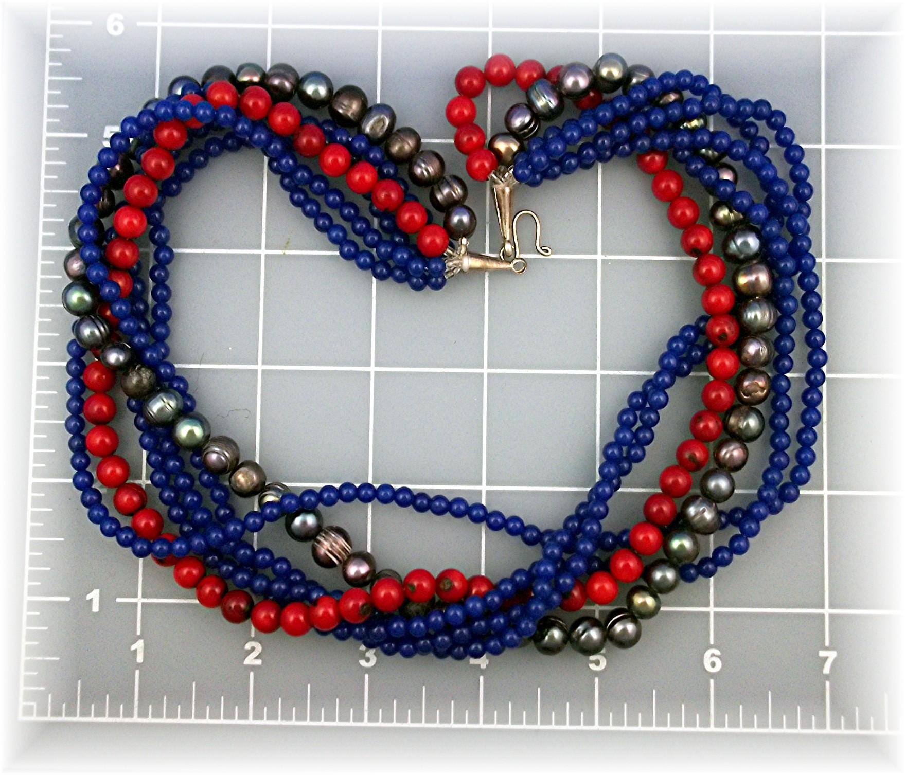 Necklace Coral Blue Jade Freshwater Pearl Sterling Silv