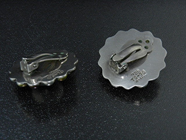 Taxco Mexico Sterling Silver Copper Brass Clip Earrings