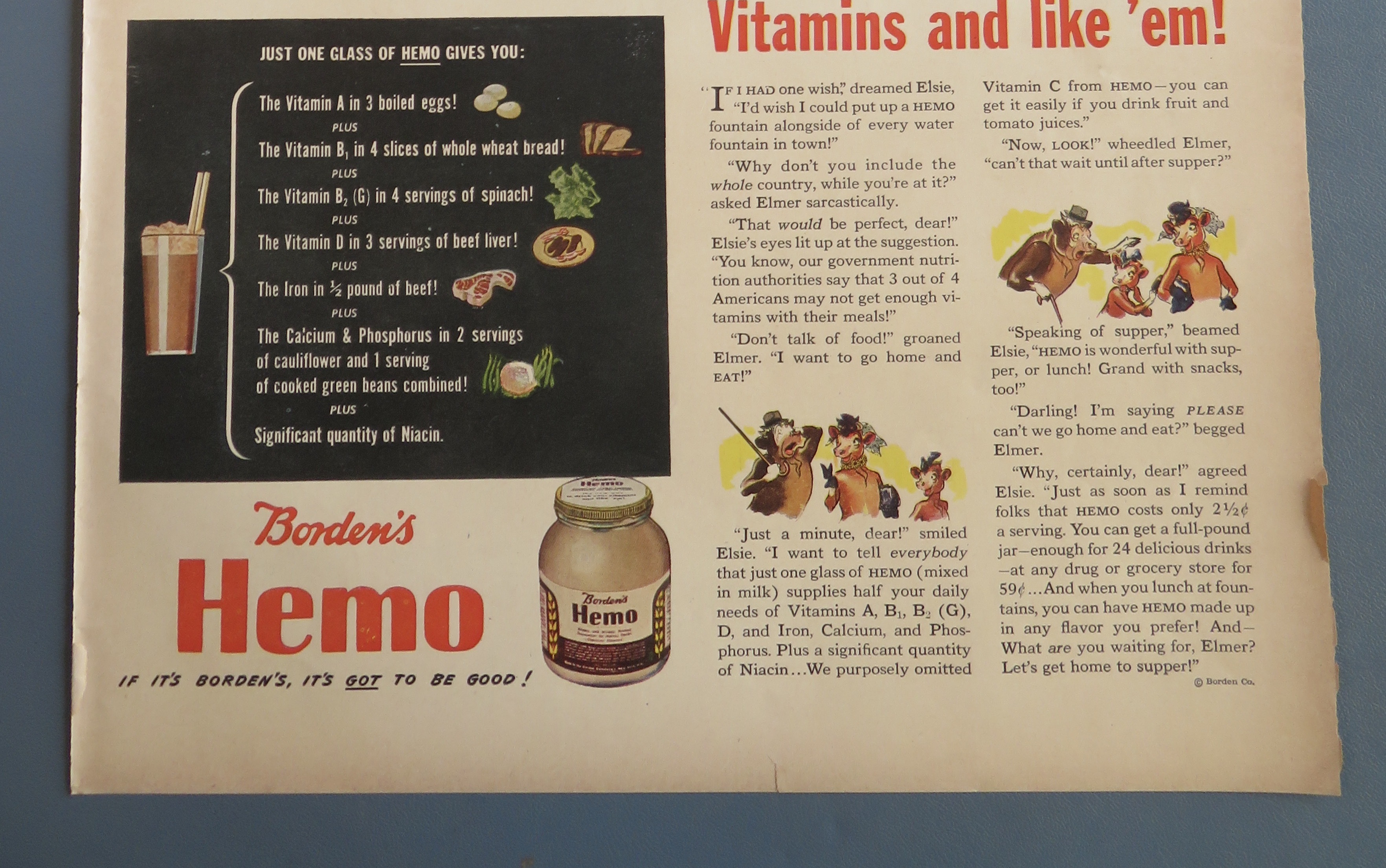 1943 Borden's Hemo with the Cow Family Bowling