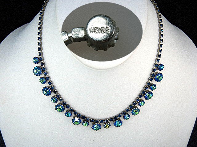 Weiss Blue Crystal Silver Necklace