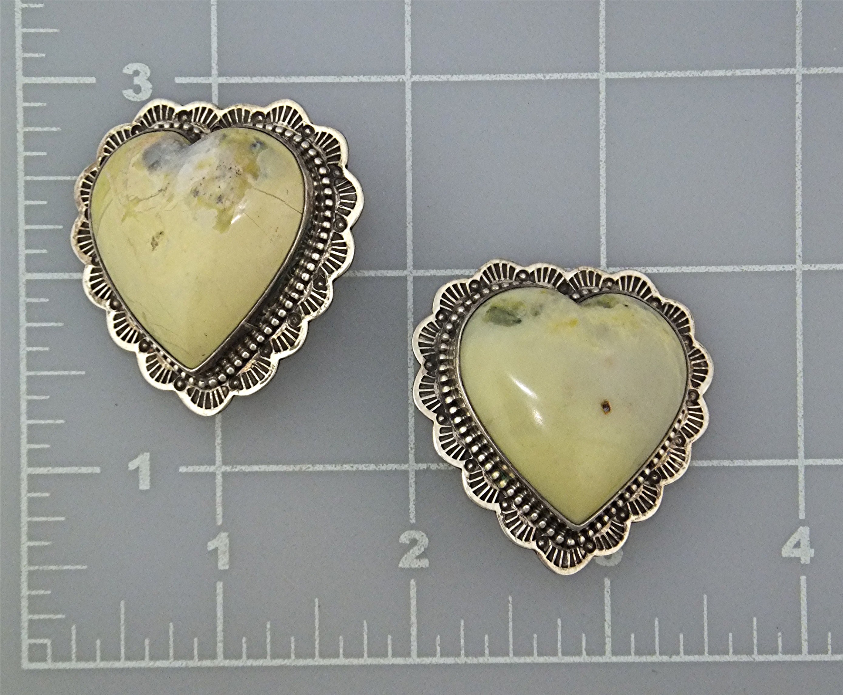 David Troutman Sterling Silver Variscite Hearts Earring