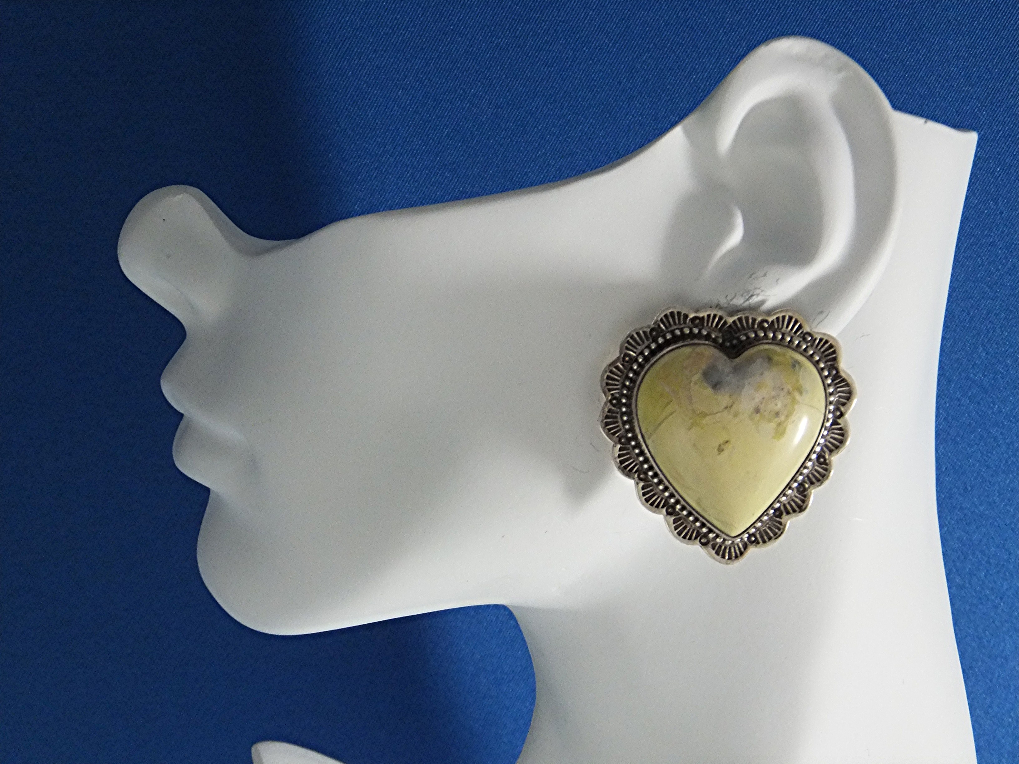David Troutman Sterling Silver Variscite Hearts Earring