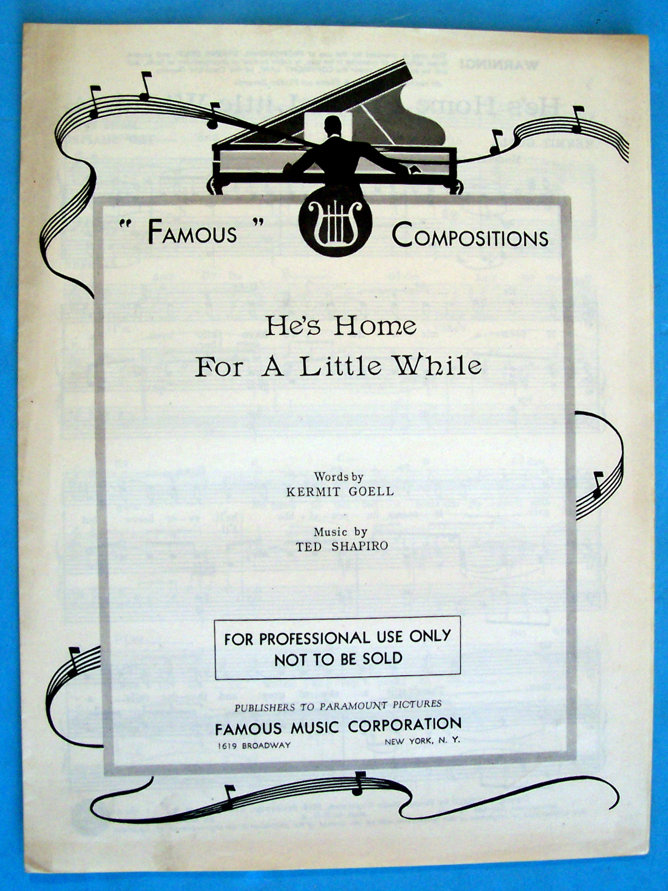 1945 He's Home For A Little While By Goell & Shapiro