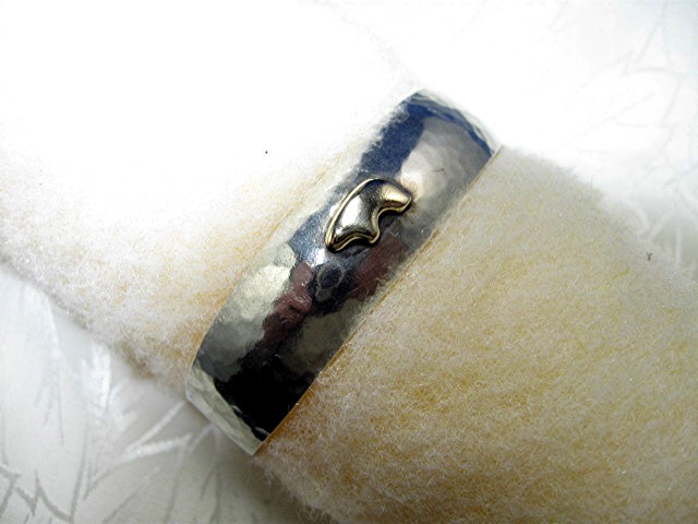 14K Gold Sterling Silver Vail BEAR Cuff  Signed Gary