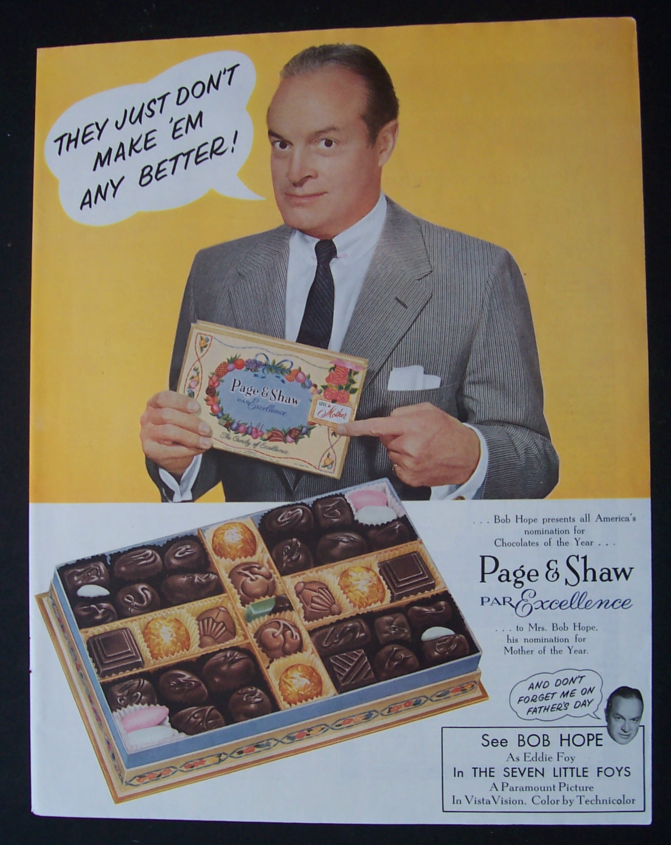 1955  Page & Shaw  Candies  with  Bob  Hope