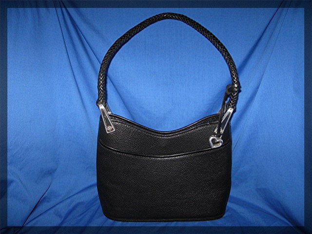 Brighton  Black Tan Pebble  Leather Bag