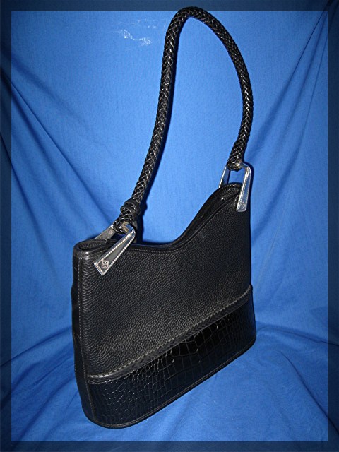 Brighton  Black Tan Pebble  Leather Bag