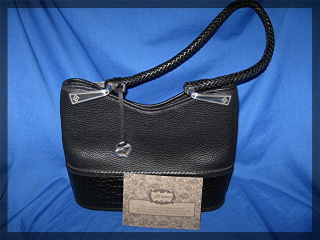 Brighton  Black Tan Pebble  Leather Bag