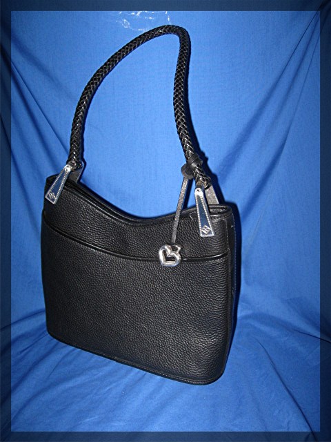 Brighton Black Tan Pebble Leather Bag