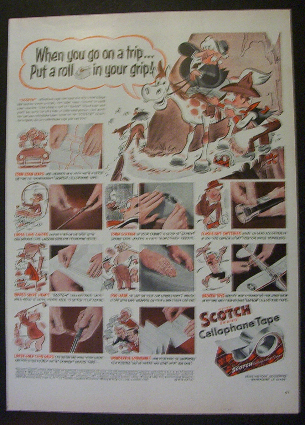 1951 Scotch Cellophane Tape with a Cartoon About Tape