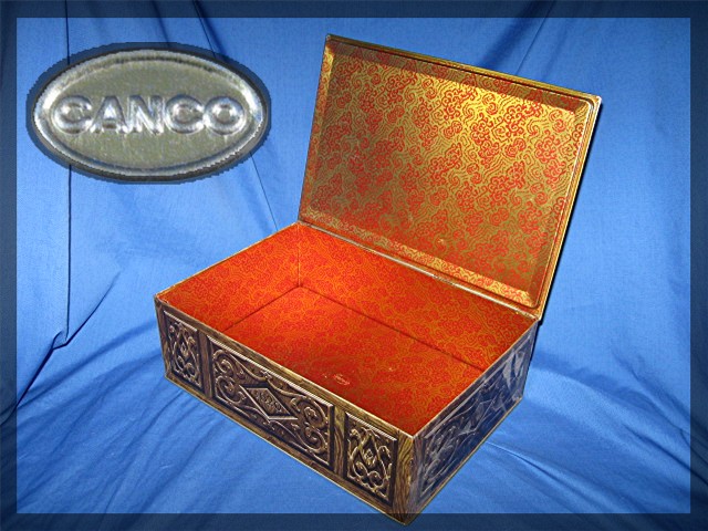 CANCO metal tin box with hinged lid, Mayflower