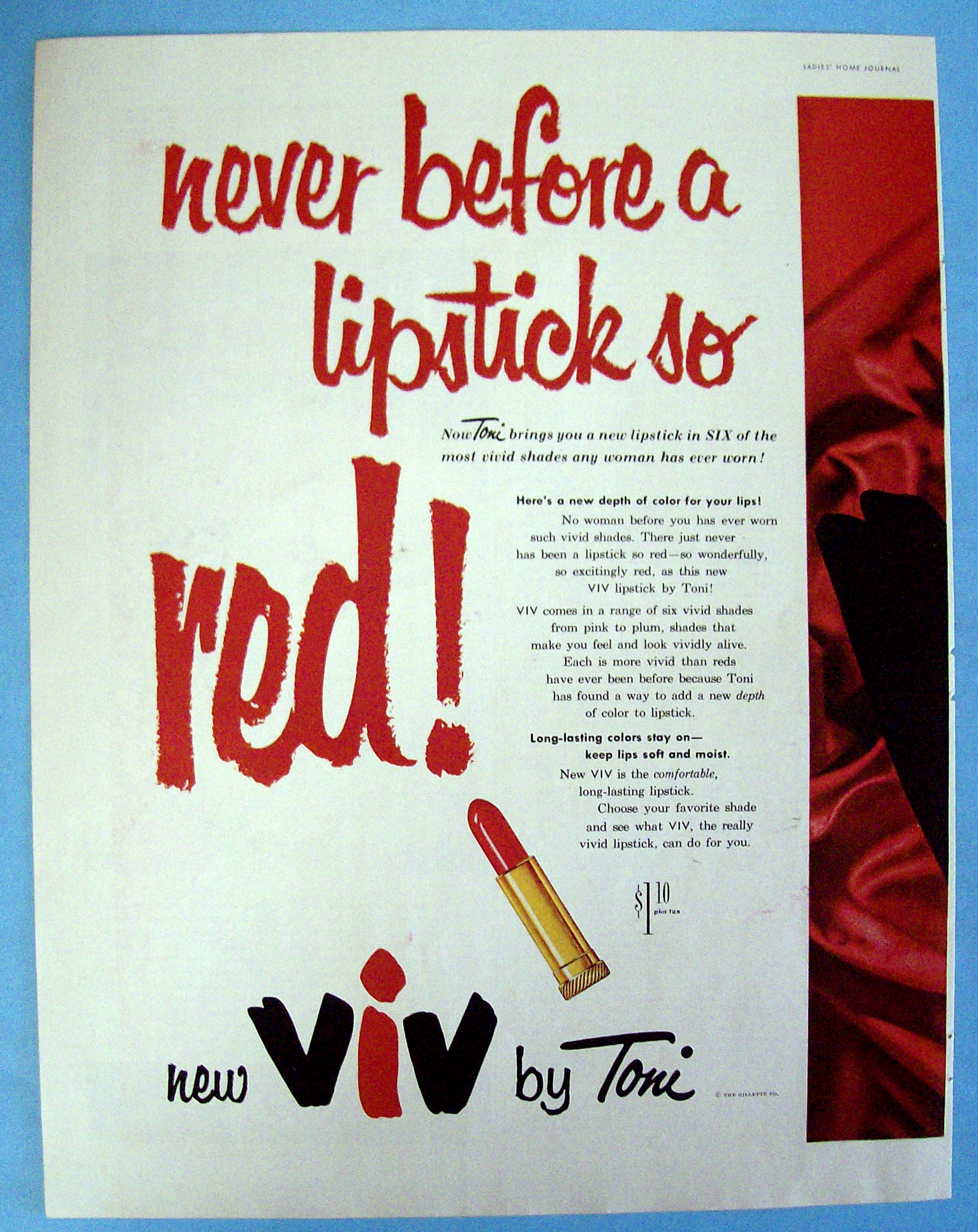Vintage Ad: 1954 Toni Viv Lipstick