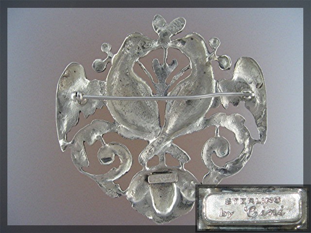 CINI Sterling Silver Love Birds Brooch USA