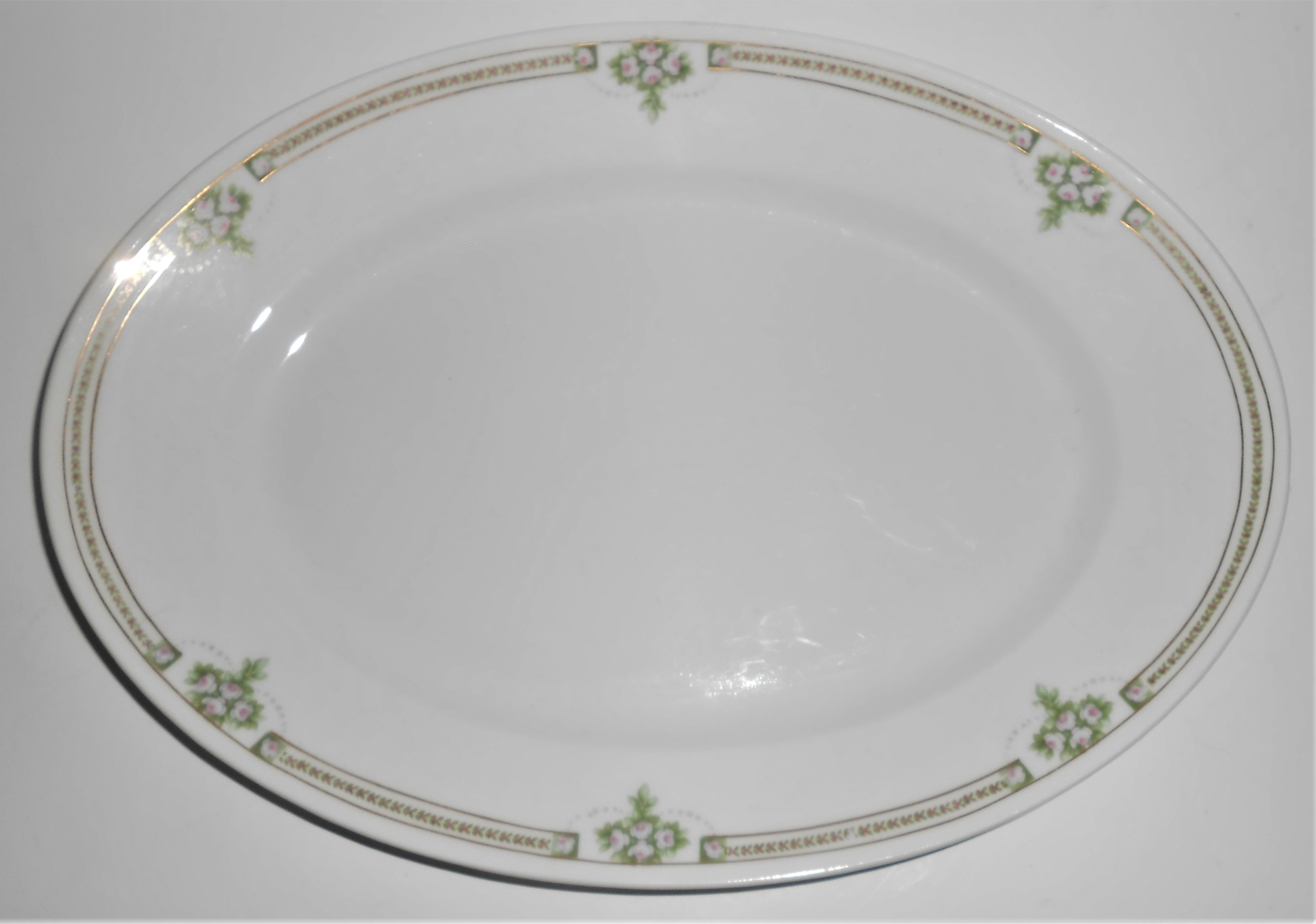 Weimar Porcelain China Green Laurel & Swags w/Pink Rose