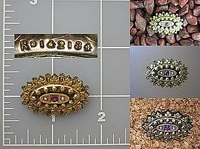 Victorian Rose Gold Brooch ruby and Pearl