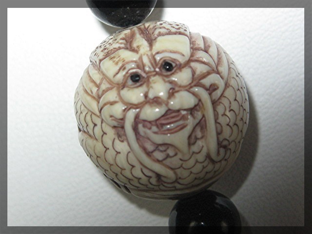 Bone IVORY 2 Signed Beads Black Onyx Necklace