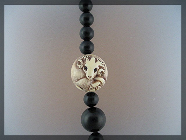 Bone IVORY 2 Signed Beads Black Onyx Necklace