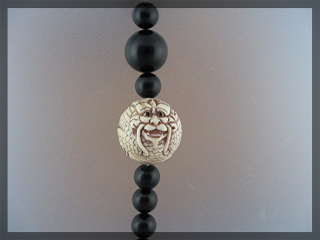 Bone IVORY 2 Signed Beads Black Onyx Necklace