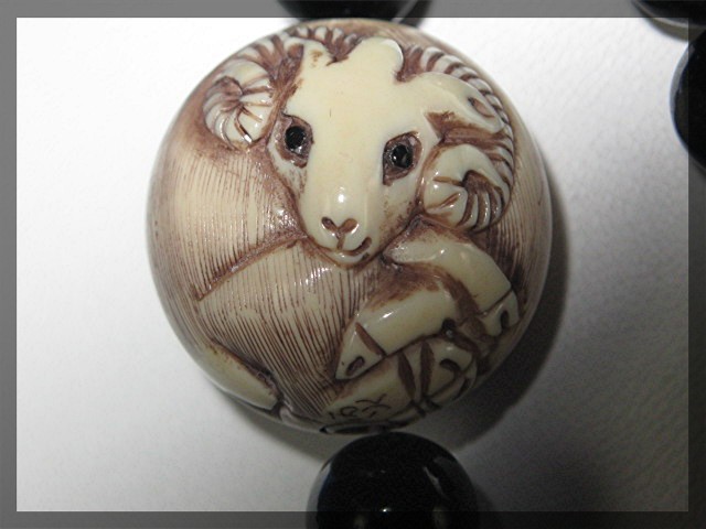 Bone IVORY 2 Signed Beads Black Onyx Necklace