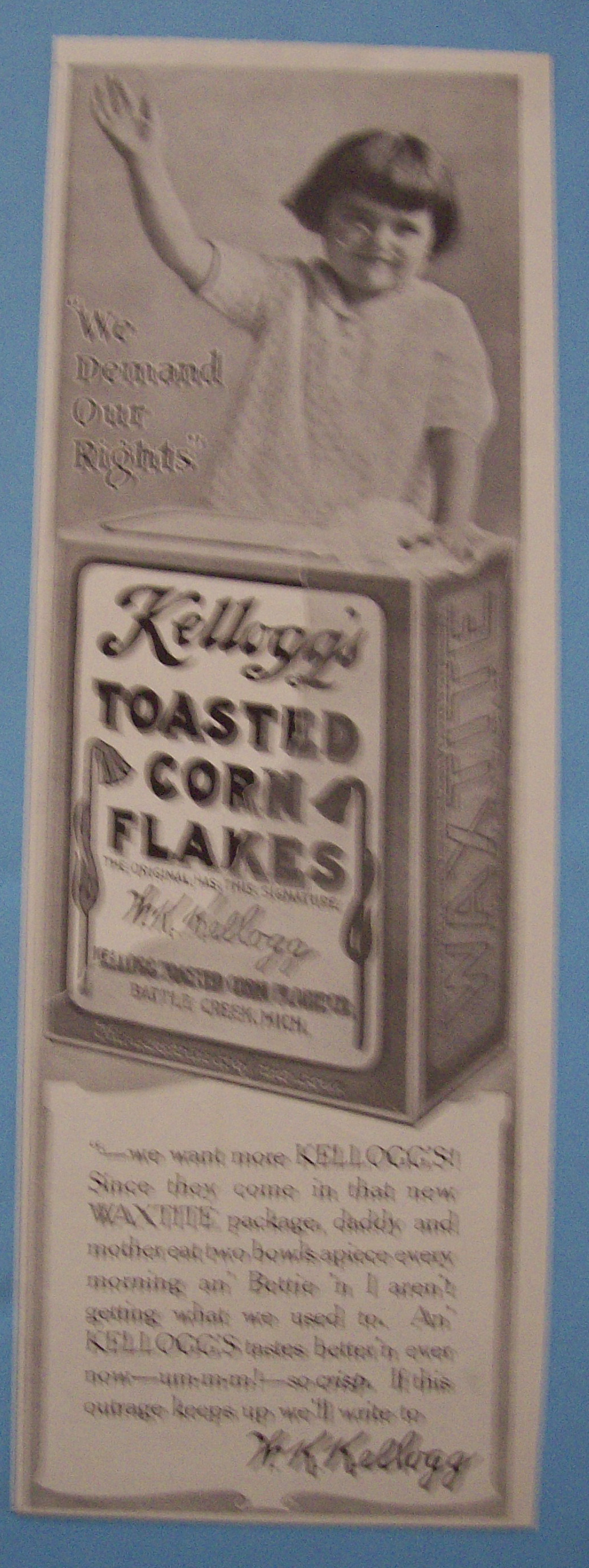 1914 Kellogg's Toasted Corn Flakes w/Child Standing
